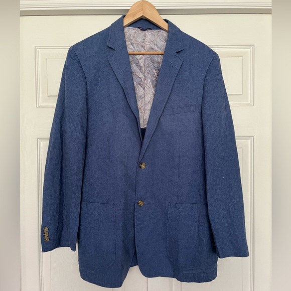 Alan Flusser Other - {Alan Flusser} Linen Blend Sport Coat in Blue - Mens Medium